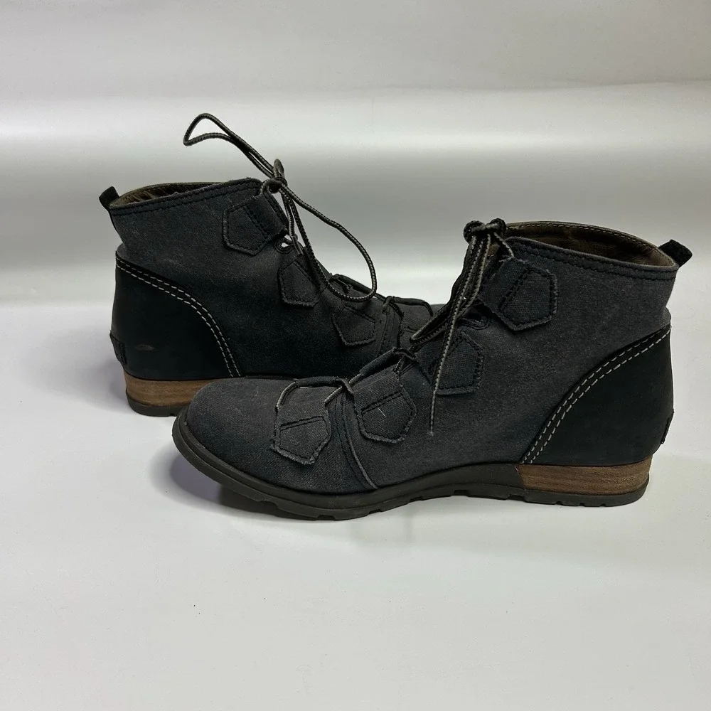 Sorel Major Lace Boots Women's Size 8.5 Gray Waterproof Canvas NL2163-010